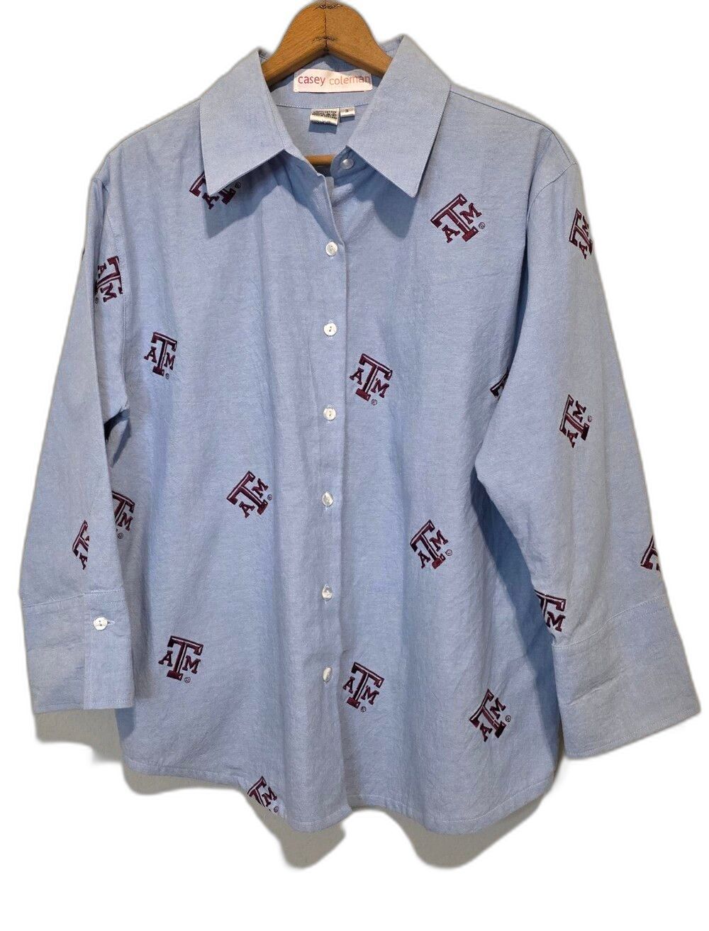 Texas A&M Aggies Casey Coleman Embroidered Logo Button Up Top Cotton Small